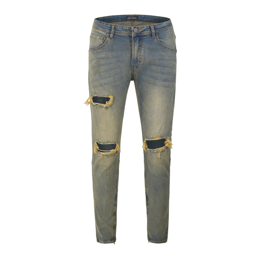 Quần jean nam streetwear cao cấp kiểu rách 3 lỗ, form slimfit , chất jean co giãn thoải mái.