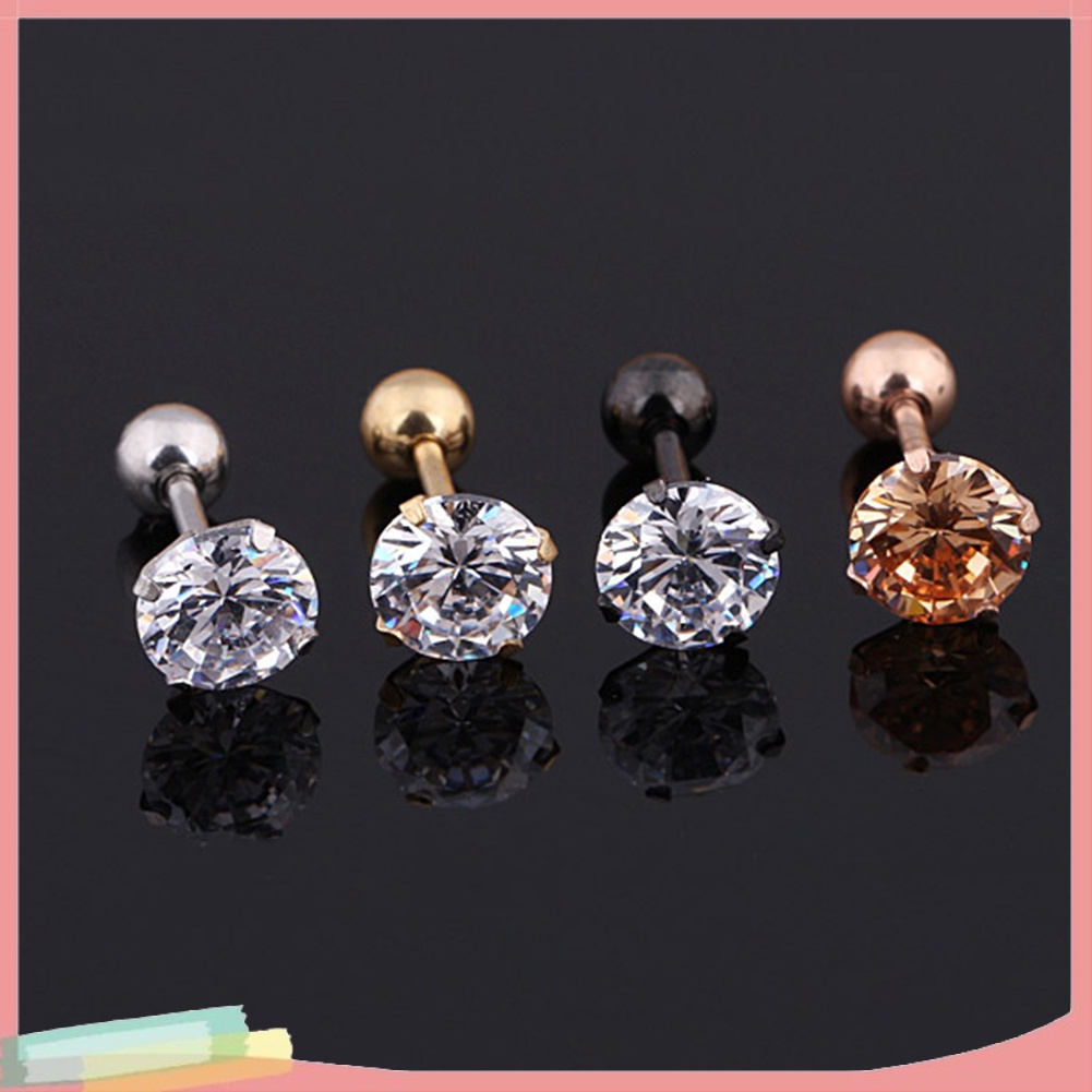 Hoa tai bằng thép titan đính đá zirconia phong cách thời trang cho nam và nữ