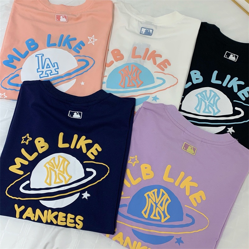 MLB ❤️ Giống như hành tinh graffiti ngắn tay áo cặp vợ chồng T/T-series đại học T-shirt mùa hè mới nửa tay áo nam