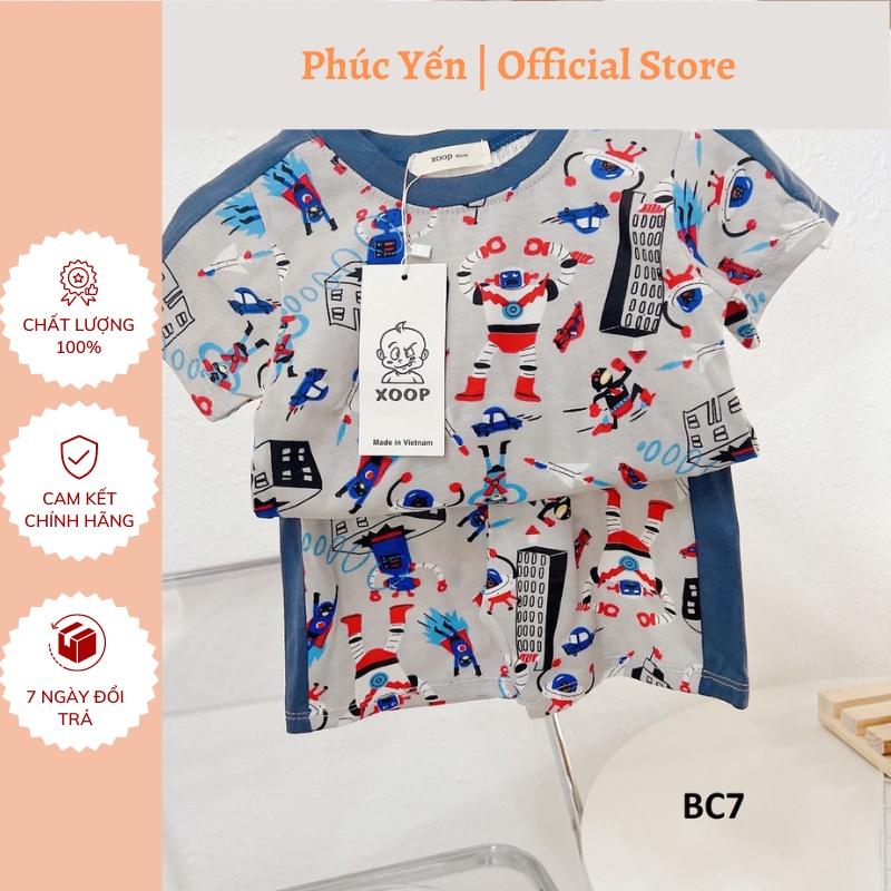 Đồ Bộ cộc tay cotton 2 chiều XOOP in nhiều họa tiết rô bốt, người máy cho bé  BC7  Shop Phúc Yến