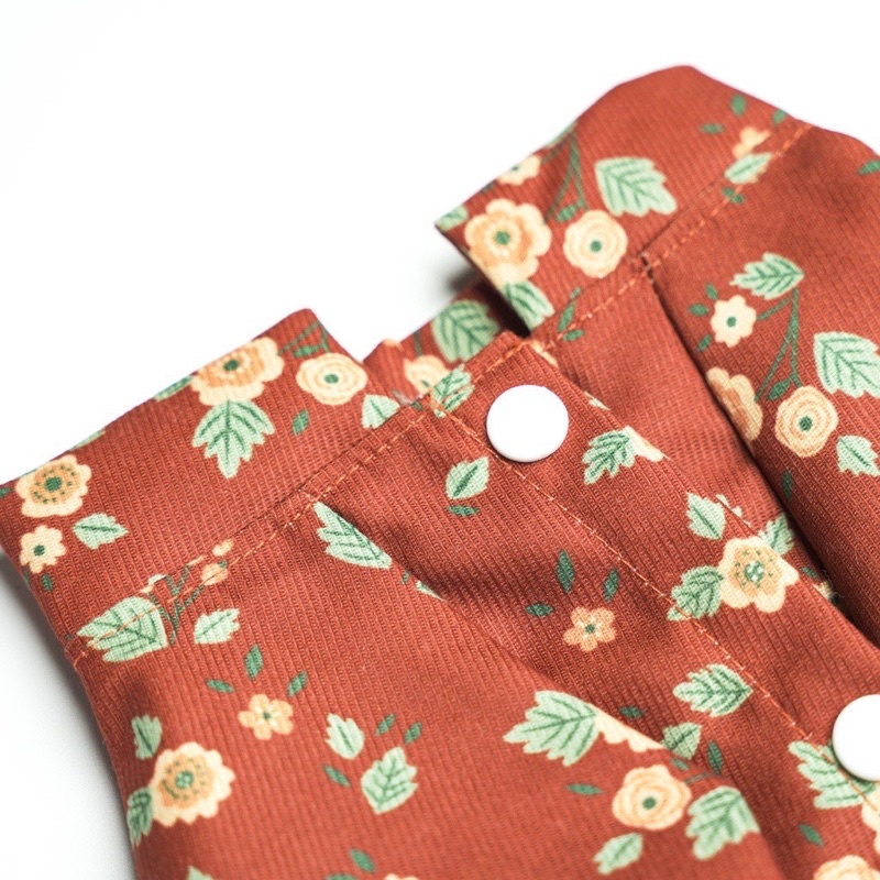 Áo Dài Tết Nhung Tăm Hoạ Tiết Hoa Thu Đông Cho Chó Mèo - Áo Dài Cho Thú Cưng -Siêu Mềm Mại