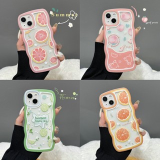Ốp lưng Samsung A15 A14 A13 A12 M12 A11 M11 A05 A05S A04 A04S A03 A03S A02 A02S 4G 5G Transparent Wave Fruit Peach Orange Grapefruit Lemon Soft Case