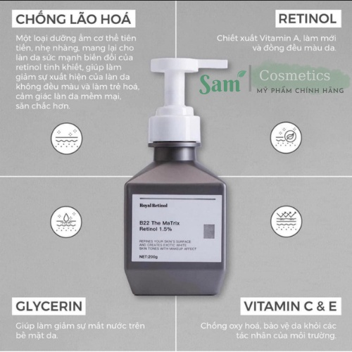 Kem ủ trắng Body Royal Retinol B22 The MaTrix 200g, Retinol 15%, cấp ẩm, dưỡng trắng da, ngăn ngừa lão hoá | BigBuy360 - bigbuy360.vn