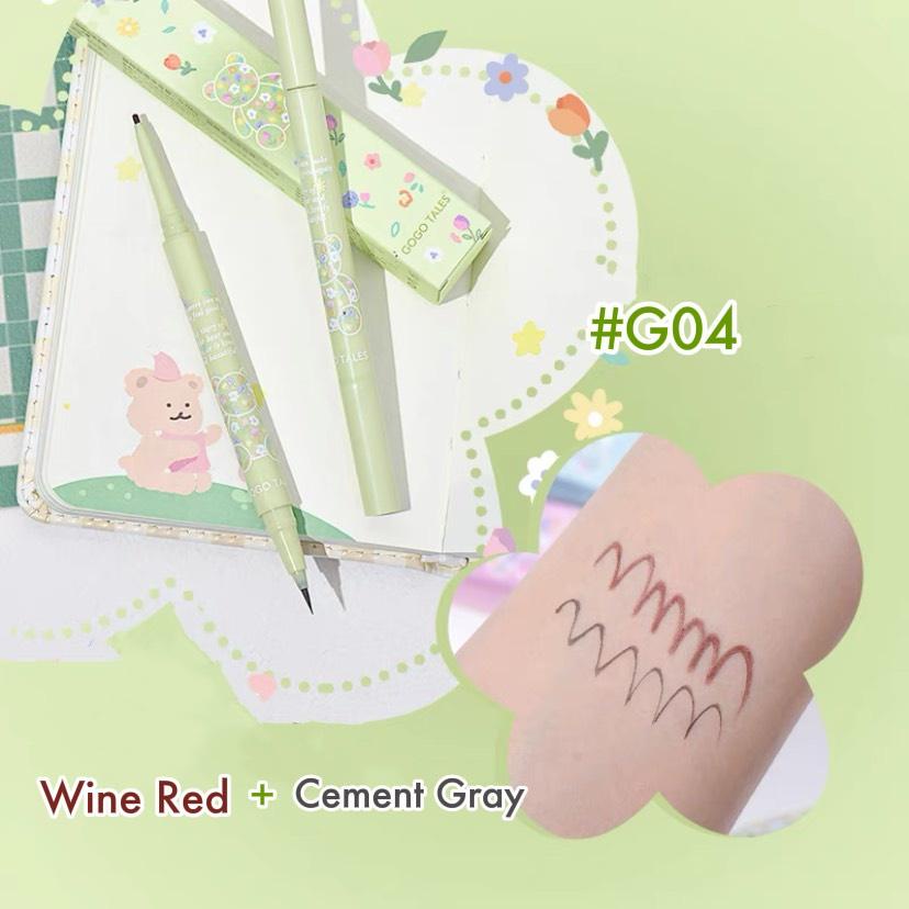 Bút Kẻ Mắt 2 Đầu Chống Nước GOGO TALES Garden Bear GT408 đầu tròn gel 2mm đầu mảnh nước 0.1mm chính hãng