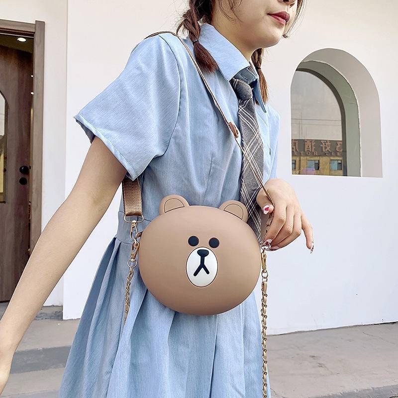 Doledo Túi Đeo Vai Đựng Điện Thoại / Tiền Xu Bằng Silicon Cỡ Lớn Hình Gấu Nâu Hoạt Hình Dễ Thương Cho Bé