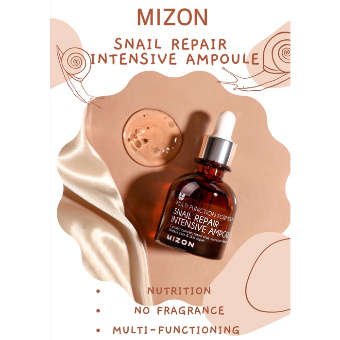 MIZON Snail Repair Intensive Ampoule 30ML / Chứa Thành Phần Ốc Sên Dưỡng Ẩm Làm Săn Chắc Da