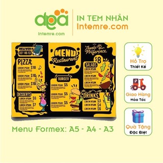 In Menu Cứng Dày Intemre.com Để Bàn Formex (Format) Kt: A5, A4, A3