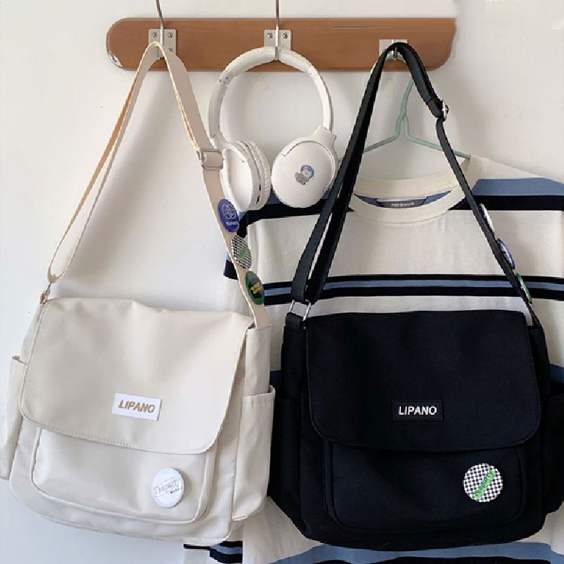 Mischa Túi Đeo Vai Bằng nylon Màu Trơn Sức Chứa Lớn Dễ Phối Đồ Thời Trang Cho Học Sinh