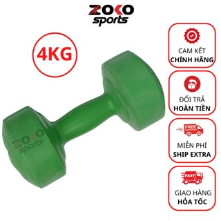 Tạ tay nhựa 4kg , quả tạ tập tay bọc nhựa đã nhồi , có lõi thép chống gãy , tạ tay tập gym loại 1 giá rẻ - ZOKO SPORT