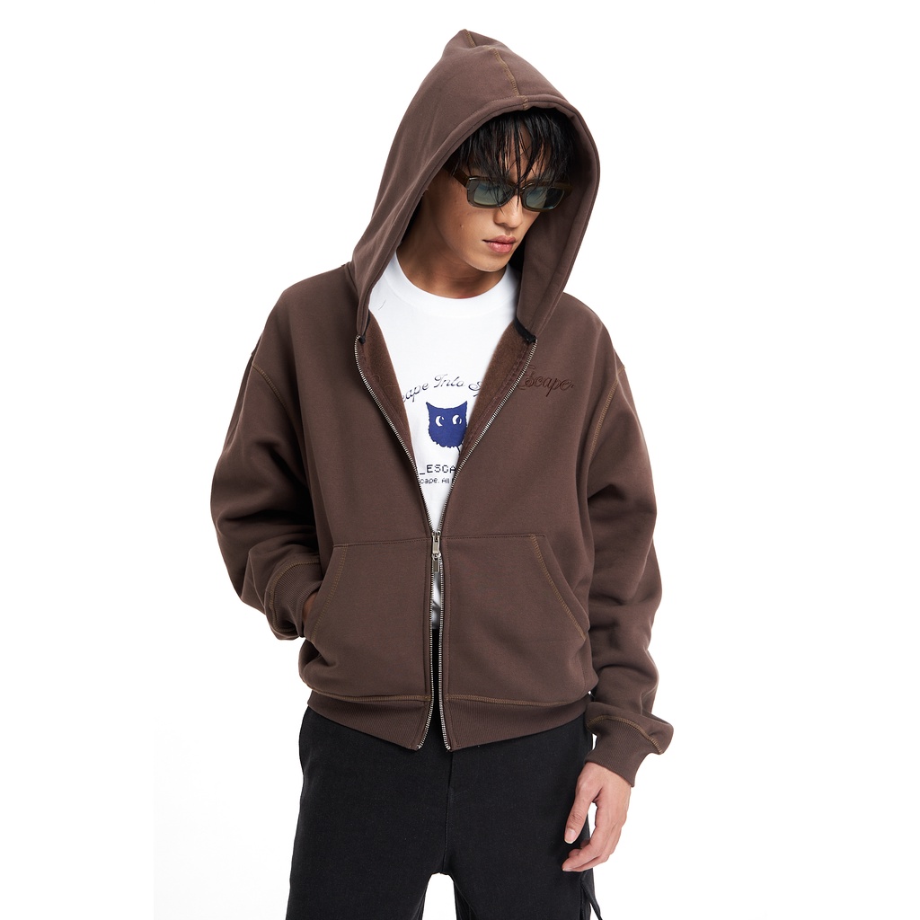 ÁO HOODIE ZIP - SS23 ESCAPE BROWN HOODIE ZIP - BLACK/ GREY/ BROWN