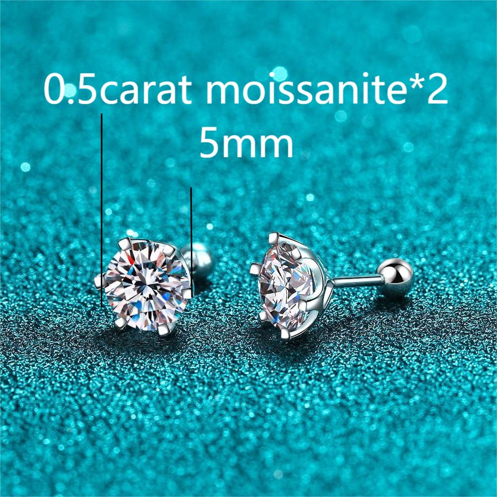 XDY-952 Bông tai đinh bạc nữ 925 Sterling, 0,5 carat Moissanite * 2 (có giấy chứng nhận)