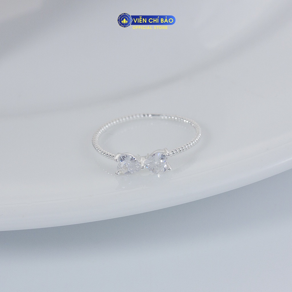 Nhẫn bạc nữ nơ xoắn đá trắng chất liệu bạc 925 thời trang phụ kiện trang sức nữ Viễn Chí Bảo N400882