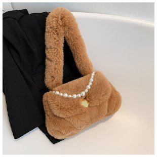 Túi Xách Đeo Vai Lông Thỏ Giả Sức Chứa Lớn Đính Ngọc Trai Phong Cách Mới Chất Lượng Cao Cho Nữ