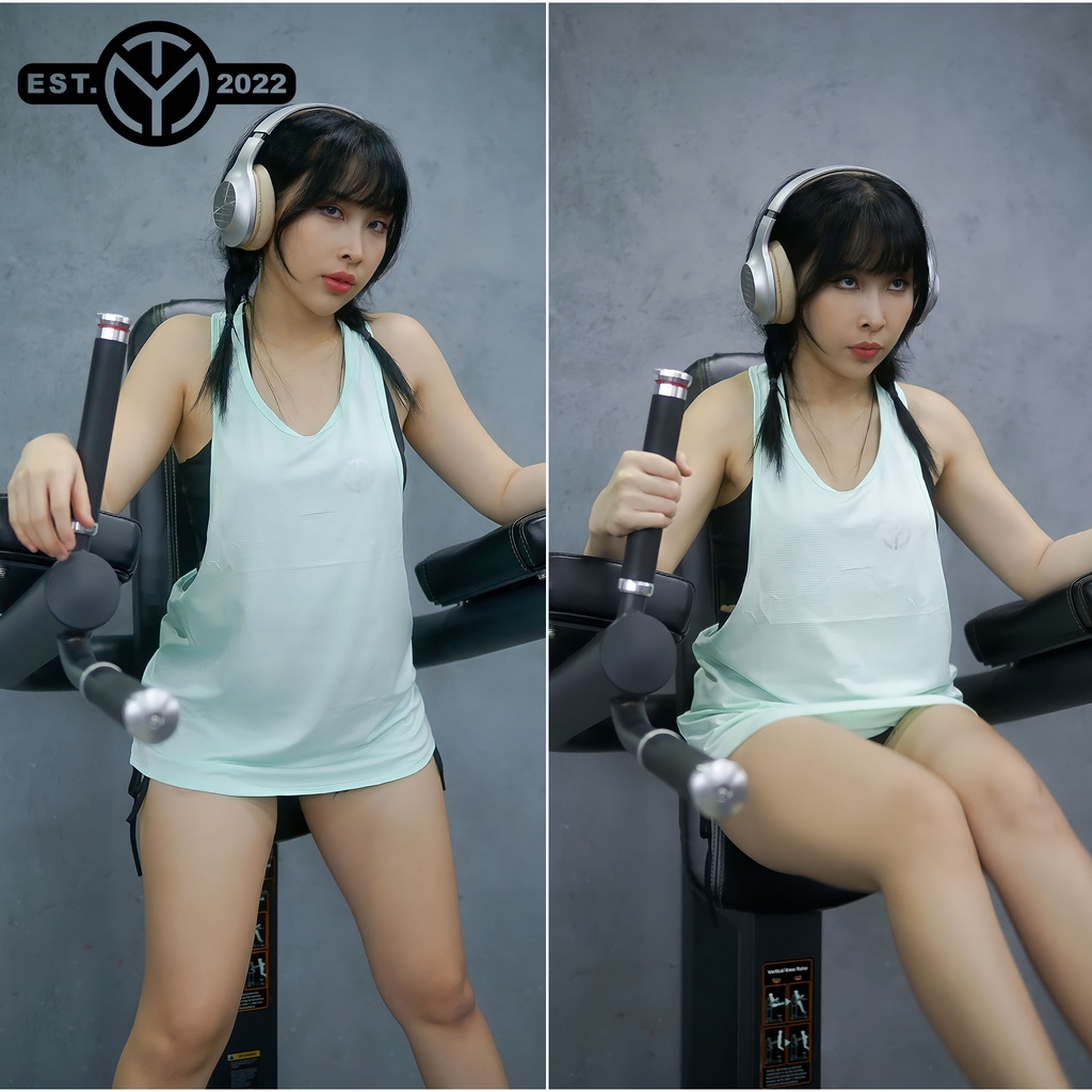 Áo Tank Top thể thao Nữ tập Gym Yoga Pilates TYM AWT001 thun lưới thông thoáng mát mẻ