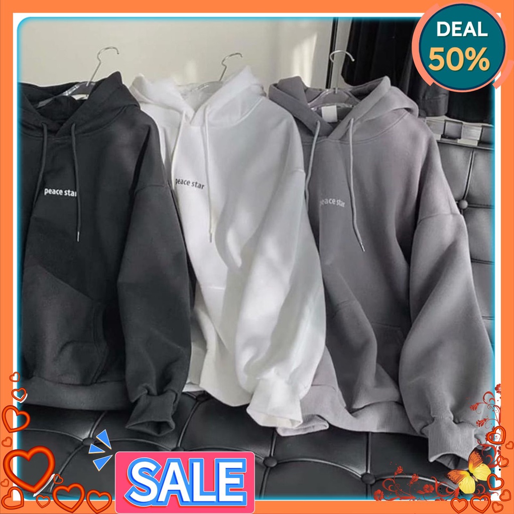 Áo Hoodie Form Rộng Unisex Peace jemteen, Áo khoác Sweater Chất Nỉ Dày dặn