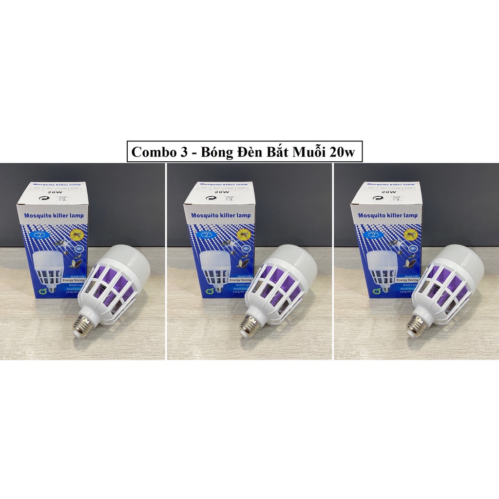 Combo 3 Bóng Đèn Led Energy Green Lighting Chiếu Sáng Kiêm Bắt Muỗi 15w/20w , Côn Trùng An Toàn Hiệu Quả