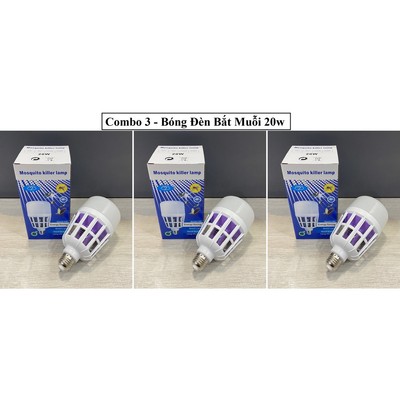 Combo 3 Bóng Đèn Led Energy Green Lighting Chiếu Sáng Kiêm Bắt Muỗi 15w/20w , Côn Trùng An Toàn Hiệu Quả
