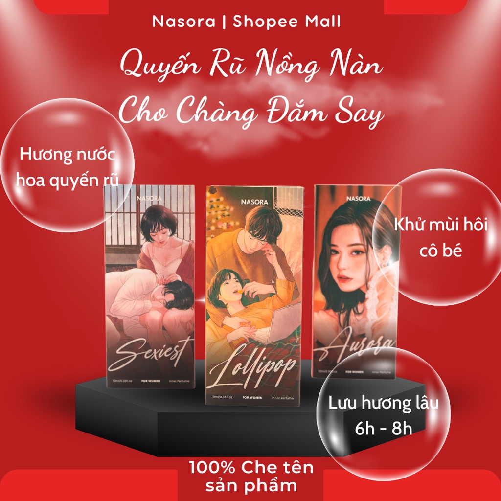 Nước hoa vùng kín nữ NASORA quyến rũ, thơm lâu chai 2ml và 10ml | BigBuy360 - bigbuy360.vn