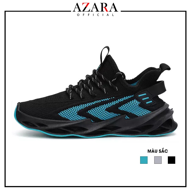 Giày Thể Thao Nam AZARA - Giày Sneaker Màu Xanh Đen - Đen - Xám, Chất Vải Thoáng Mát, Đế Siêu Âm - G5070