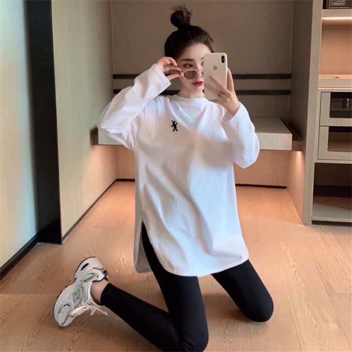 Áo thun SUXI tay dài dáng rộng màu sắc đơn giản dễ phối đồ thời trang thu đông cho nữ