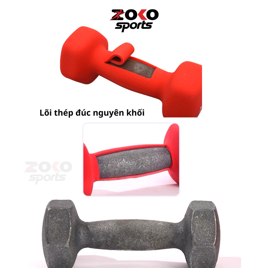 Tạ tay lõi sắt 5kg bọc cao su cao cấp giá rẻ , tạ tập Squat nam nữ tập gym tại nhà - ZOKO SPORT