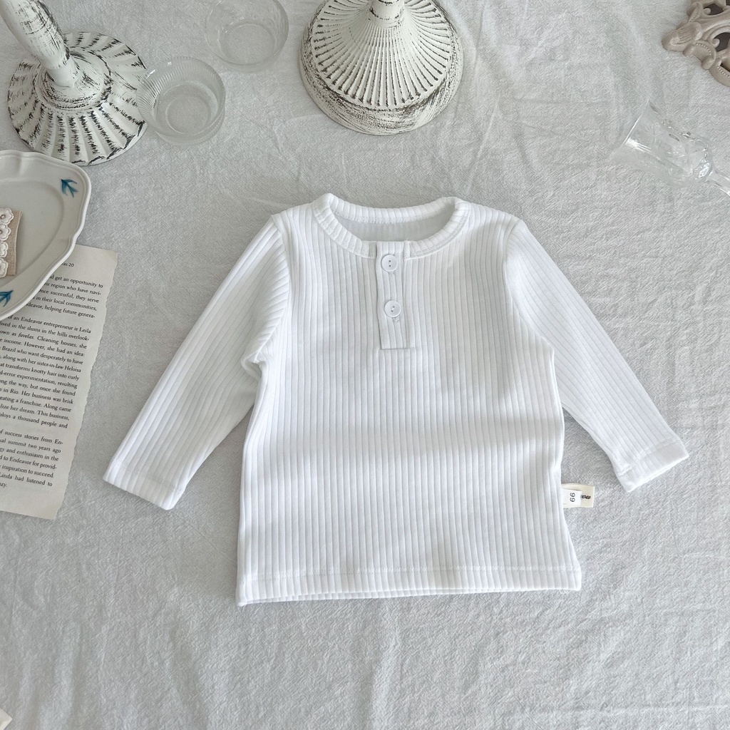 Áo Thun Tay Dài Cổ Tròn Bằng Cotton Cho Bé 0-2 Tuổi