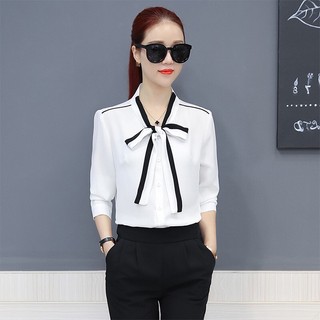 Áo sơ mi nữ công sở thắt nơ kiểu Hàn Quốc (kèm hình thật shop chụp) BTK09