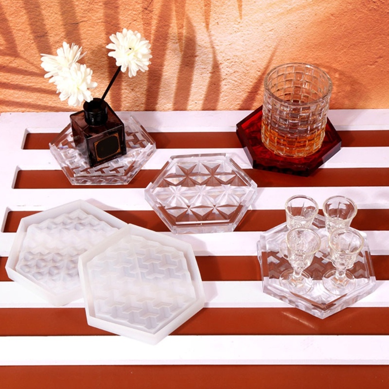 Khuôn Silicone Cách Nhiệt Hình Lục Giác Làm Đồ Trang Sức