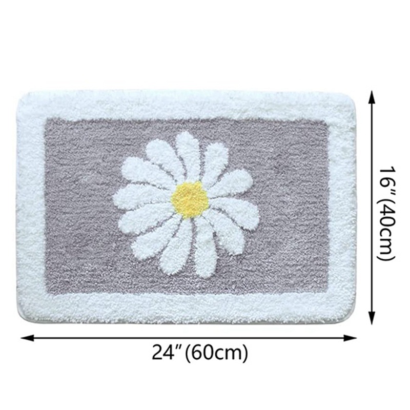 Thảm Chùi Chân Lông Nhung Mềm Mại 16 X 24 Inch Họa Tiết Bông Hoa Dành Cho Phòng Tắm