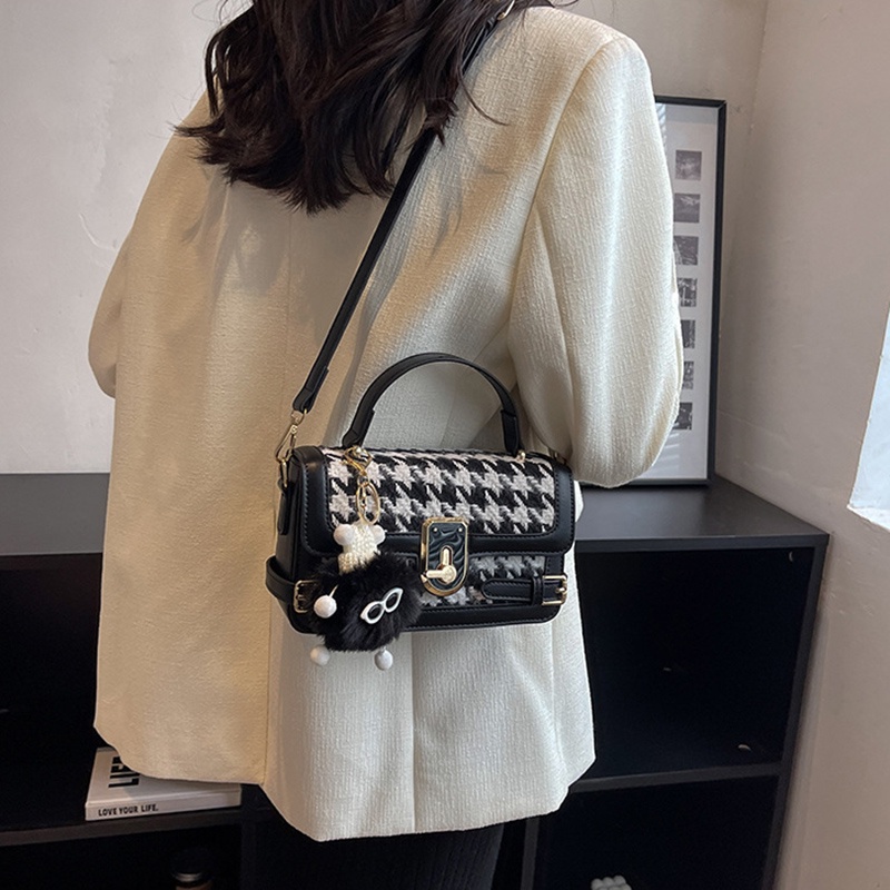Ielgy Túi Đeo Chéo Nhỏ Hình Vuông Họa Tiết houndstooth Chất Lượng Cao Dễ Phối Đồ Cho Nữ
