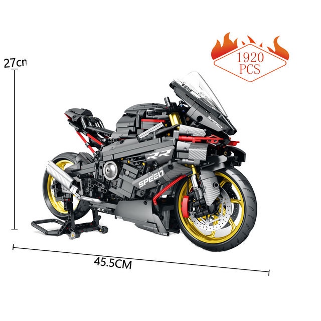 Đồ chơi Lắp ráp mô hình Technic BM002 siêu xe moto BMW s1000rr màu đen mới nhất