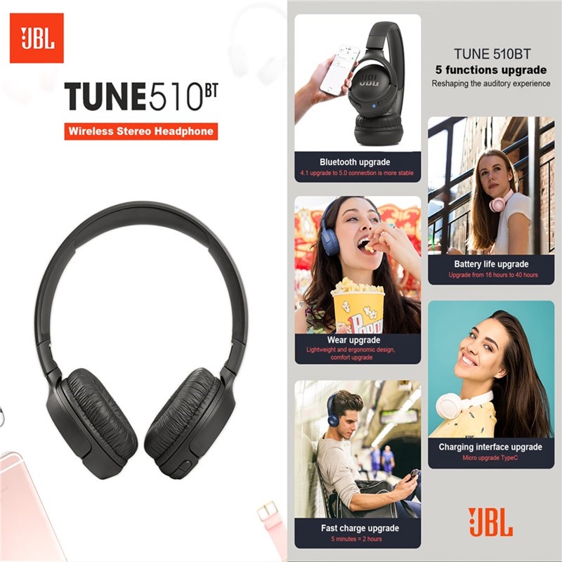 Tai Nghe Bluetooth Không Dây TUNE 510BT Phong Cách Thể Thao Thông Dụng Cho Nam Và Nữ