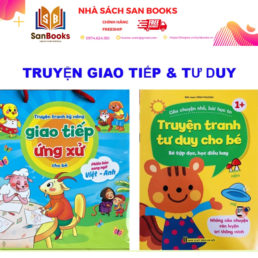 Truyện Tranh - Kỹ Năng Giao Tiếp Ứng Xử và Tư Duy Cho Bé 1-6 tuổi (18 quyển) - Song Ngữ (Kèm file nghe)