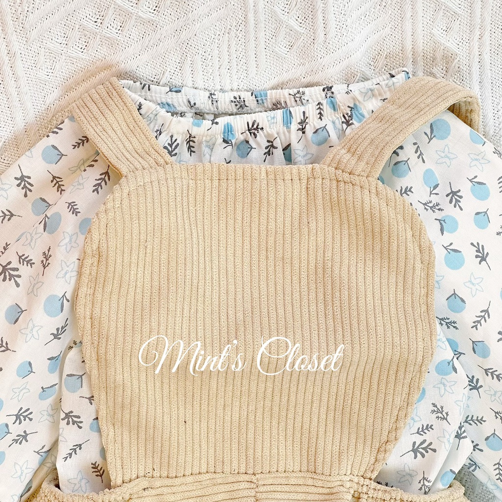 Set body hoa nhí giả yếm cho bé gái MINTSCLOSET Mint's Closet sơ sinh 1 2 tuổi - BS6035