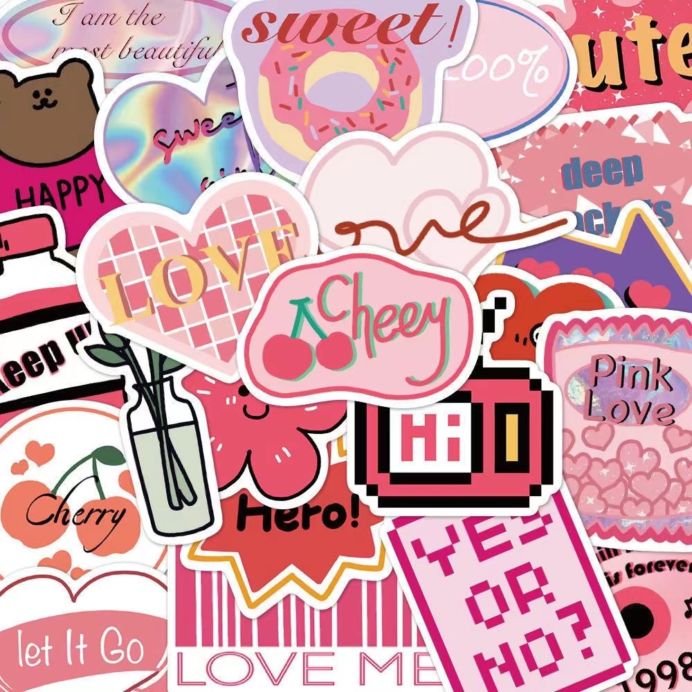 Bộ 40 Miếng Dán Chống Thấm Nước Phong Cách Âu Mỹ Dễ Thương Trang Trí Laptop / Điện Thoại