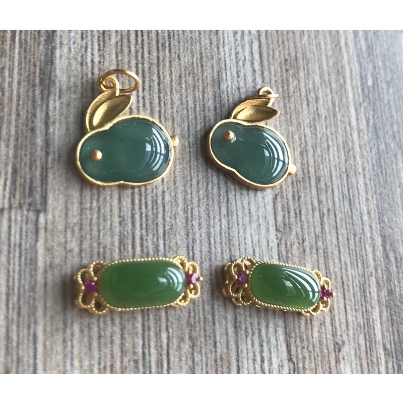 Charm bạc 925 hình thỏ Jadeite Jade A