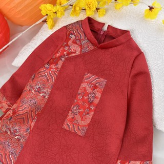 [GIÁ TỐT] Áo dài diện Tết bé trai cách tân cao cấp nhung & gấm ảnh shop chụp thật
