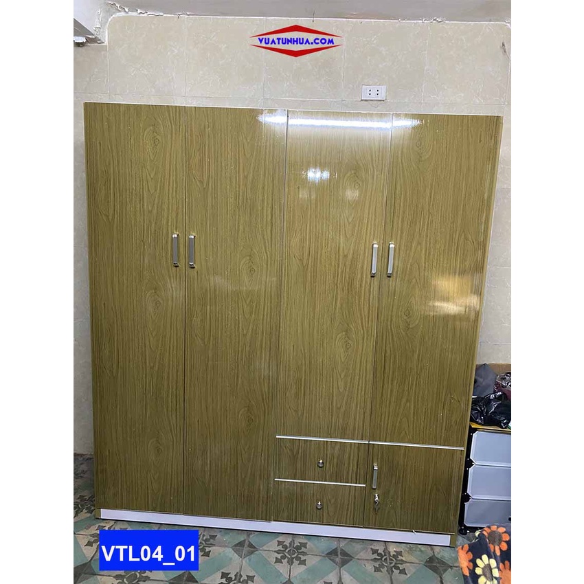 Tủ nhựa quần áo Đài Loan 4 cánh, 2 buồng VTL04_01