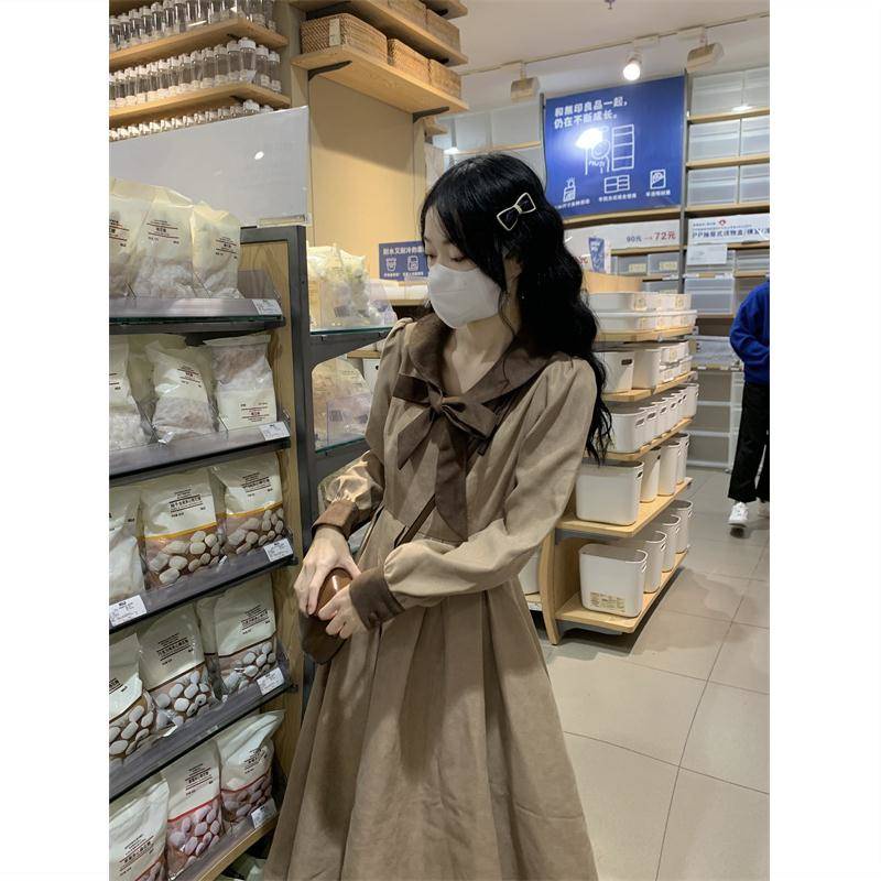 🎀đâm babydoll váy babydoll váy dài Đầm Nữ Tay Dài Cổ Búp Bê Phong Cách Hàn Quốc Thời Trang Mới