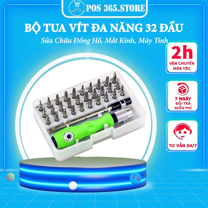 Bộ Tua Vít Đa Năng, Bộ Vít Mở Điện Thoại 32 Đầu Chi Tiết Sửa Chữa Đồng Hồ, Mắt Kính, Máy Tính Laptop VER 2 POS365