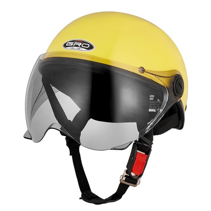 Mũ bảo hiểm nữ GRO HELMET mũ nửa đầu haly trơn nhiều màu kính ngắn