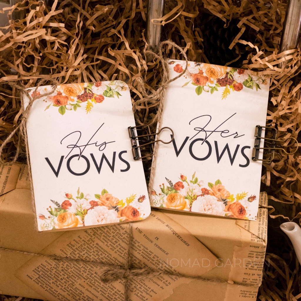 𝐌𝐚̂̃𝐮 𝟐 - Thiệp Gập HIS VOWS-HER VOWS Hoa Lá Vintage - Handmade By NOMAD GARDEN