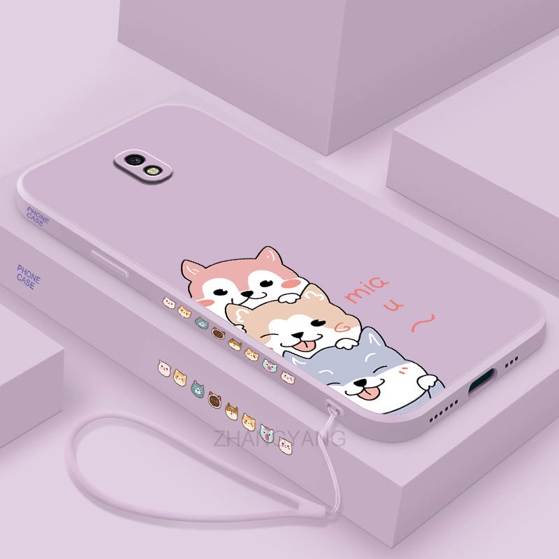 Ốp Điện Thoại TPU Silicon Mềm Hình Cún Có Dây Đeo Màu Tương Phản Cho Samsung j7 j5 j3 2017
