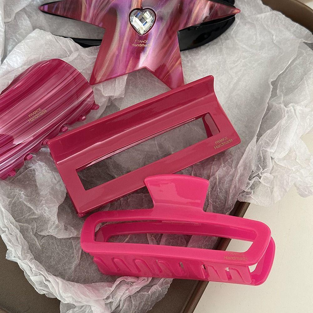Set 2 Kẹp Tóc Chữ Nhật Màu Hồng Phong Cách Vintage Thời Trang Cho Nữ|Kẹp Tóc Hình Cá Mập Dễ Thương