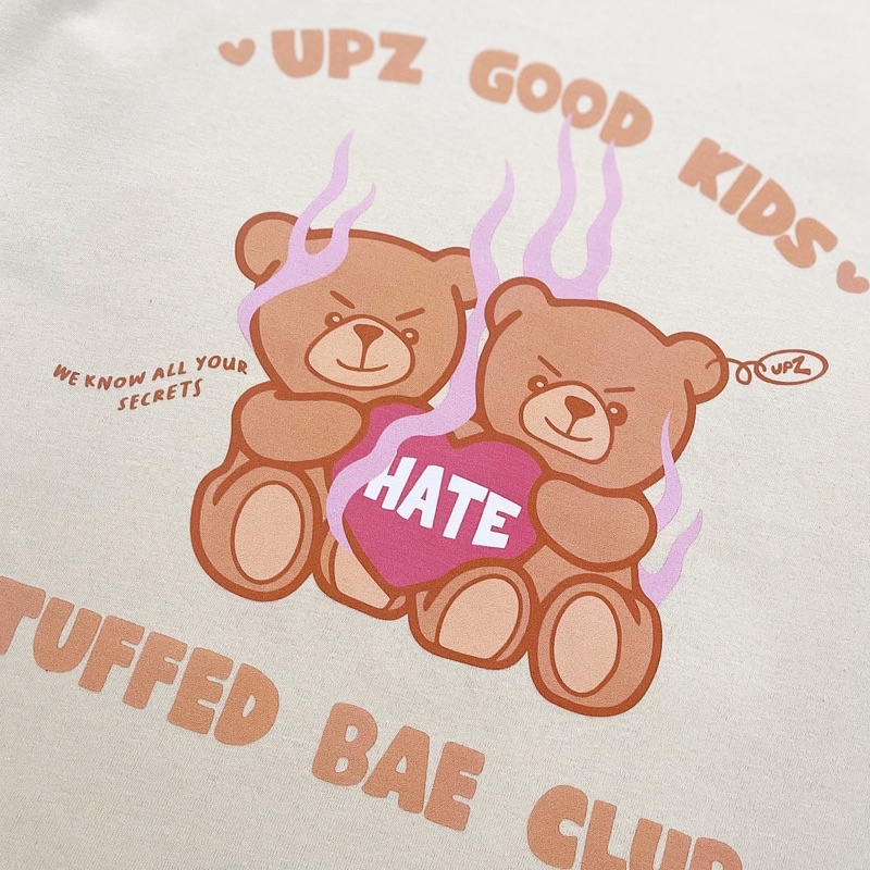 UPZ Áo Thun Baby Tee Tay Ngắn In Hoạ Tiết Gấu Stuffed Bae (Gấu Nâu) (3 Màu)