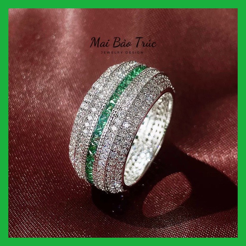 Nhẫn unisex nam nữ bạc cao cấp 925 xi bạch kim gắn đá CZ được Mai Bảo Trúc thiết kế phá cách - MBT003