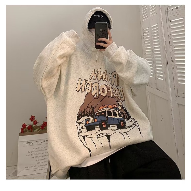 Áo Hoodie Dáng Rộng In Họa Tiết Hoạt Hình Giáng Sinh Màu Xanh Lá Thời Trang Thu Đông Cho Nam Và Nữ Size M-5XL