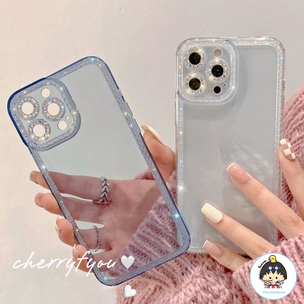 Ốp Điện Thoại TPU Mềm Trong Suốt Đính Kim Cương Sang Trọng Cho IPhone 13 12 11 14 Pro Max XS XR 8 7 Plus