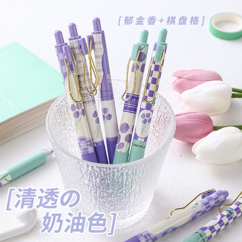 Bút gel Mura M-8122 PURPLE TULIP mực đen