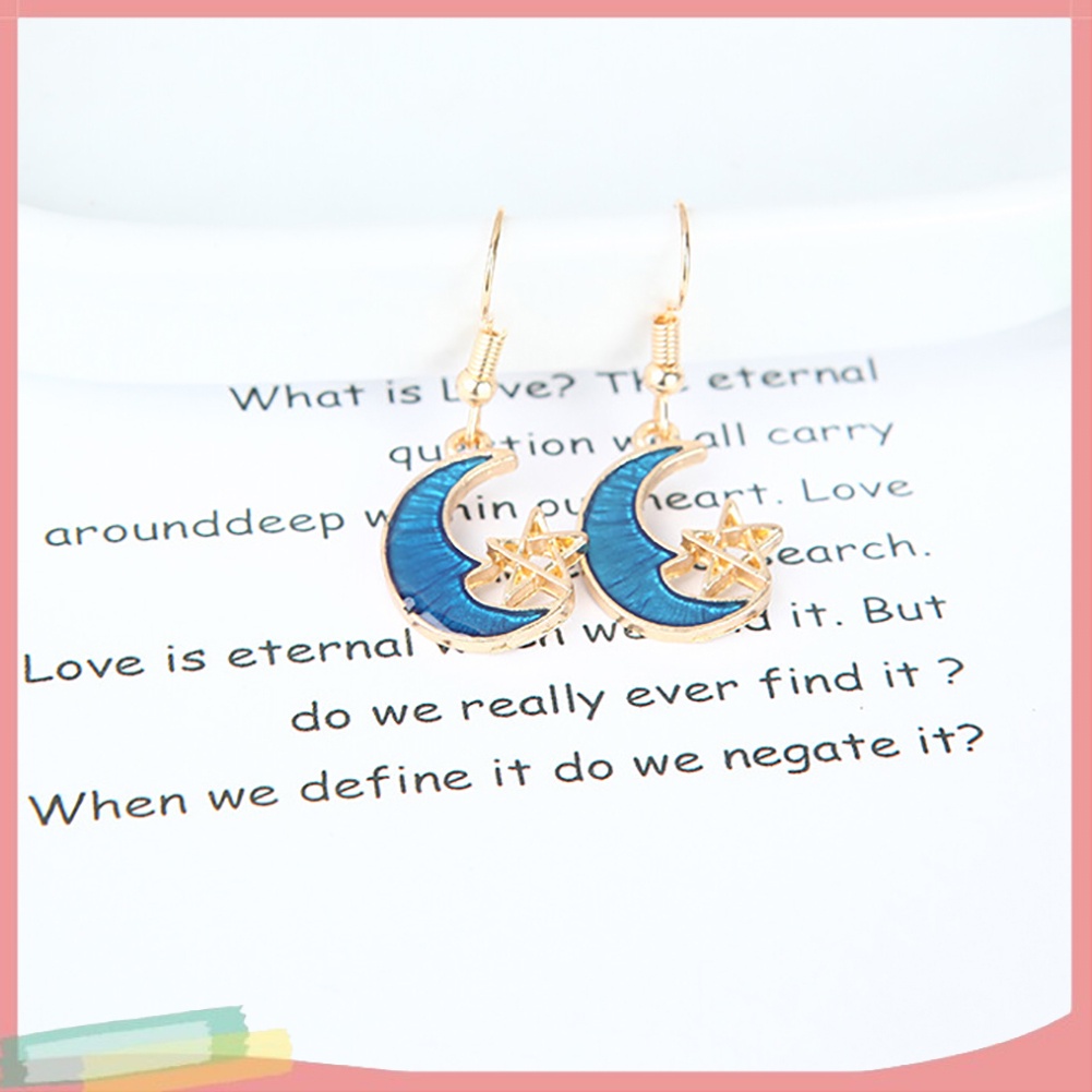 Bông tai hợp kim hình mặt trăng / ngôi sao